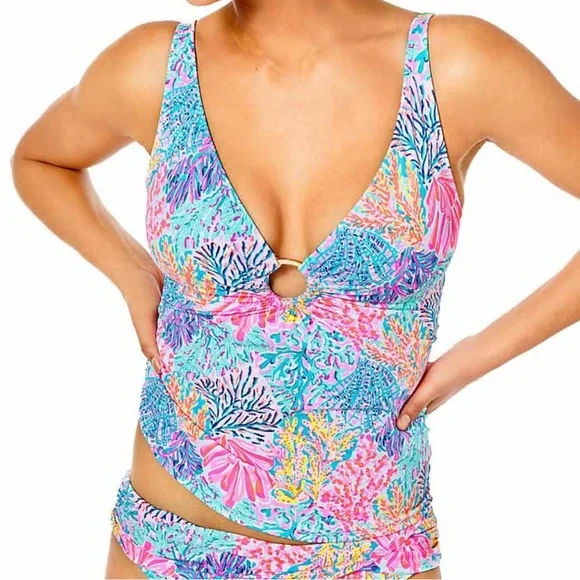 Lilly Pulitzer Brenta Tankini Top Multi Splashdance - Picture 2 of 10